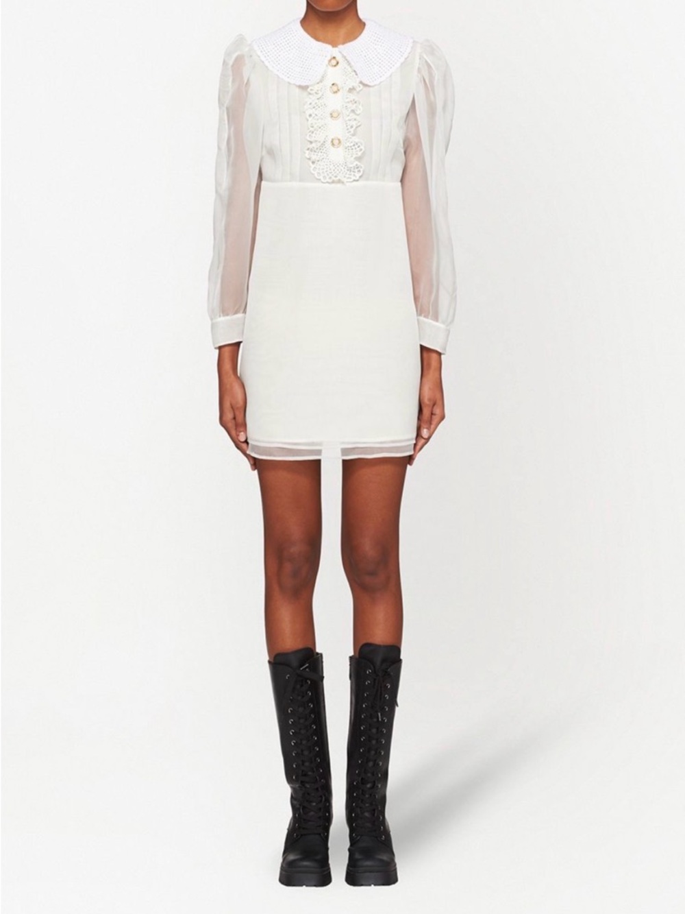 Authentic Miu Miu (sz4 US) Ivory Silk Chiffon Mini Dress